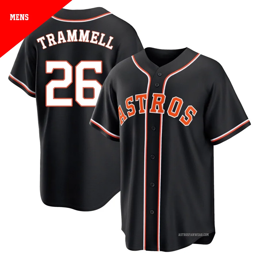 Houston Astros ＃26 Taylor Trammell Men's Black Replica Fashion Out Jersey