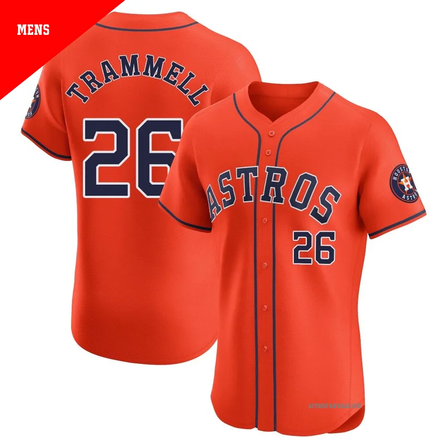 Houston Astros ＃26 Taylor Trammell Men's Orange Elite Alternate Vapor Premier Jersey