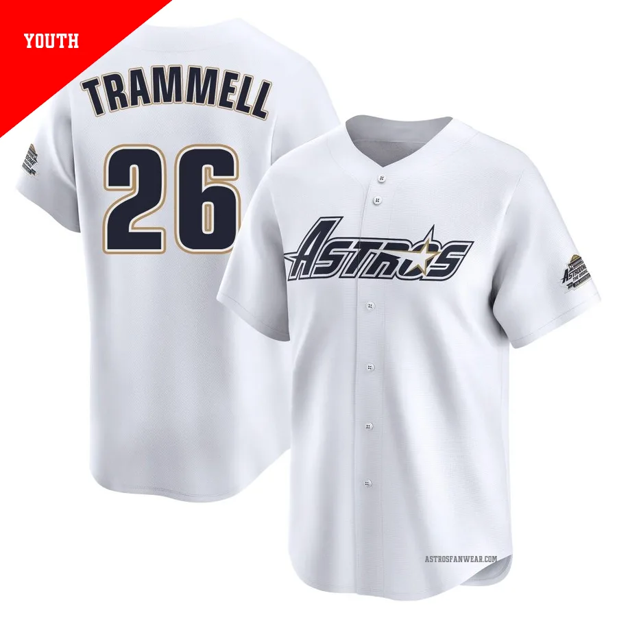 Houston Astros ＃26 Taylor Trammell Youth White Limited Throwback Cooperstown Collection Jersey