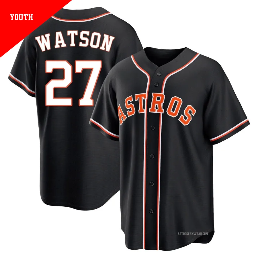 Houston Astros ＃27 Bob Watson Youth Black Replica Fashion Out Jersey