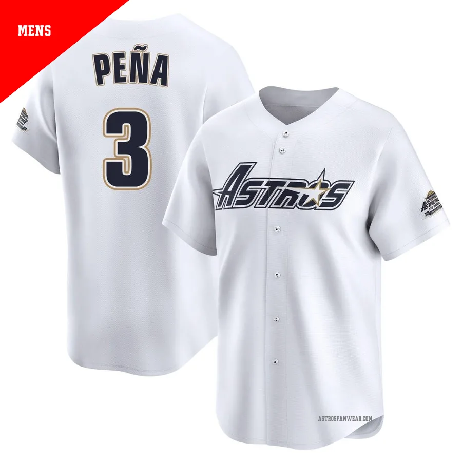 Houston Astros ＃3 Jeremy Pena Men's White Limited Throwback Cooperstown Collection Jersey