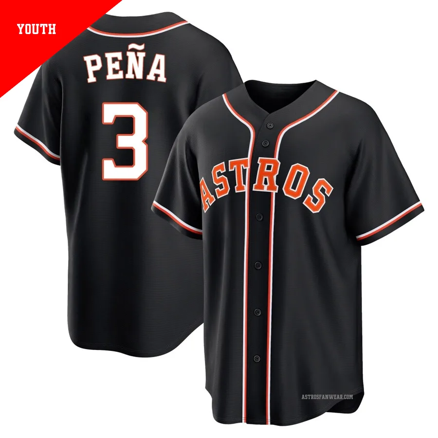 Houston Astros ＃3 Jeremy Pena Youth Black Replica Fashion Out Jersey