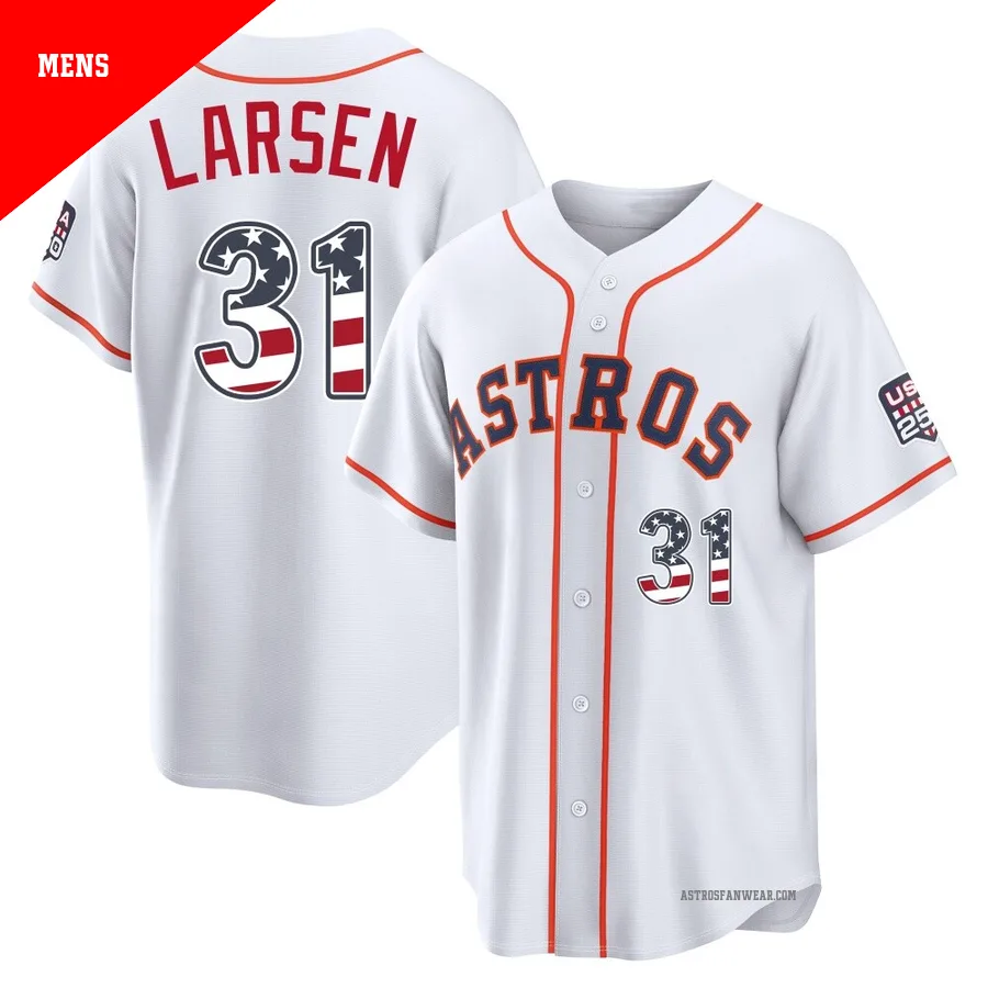 Houston Astros ＃31 Don Larsen Men's White Limited USA 250 Fourth Of July Home Stadium Jersey