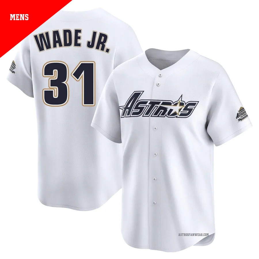 Houston Astros ＃31 LaMonte Wade Jr. Men's White Limited Throwback Cooperstown Collection Jersey