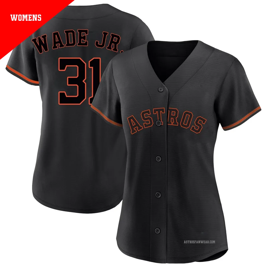 Houston Astros ＃31 LaMonte Wade Jr. Women's Black Replica Fashion Jersey