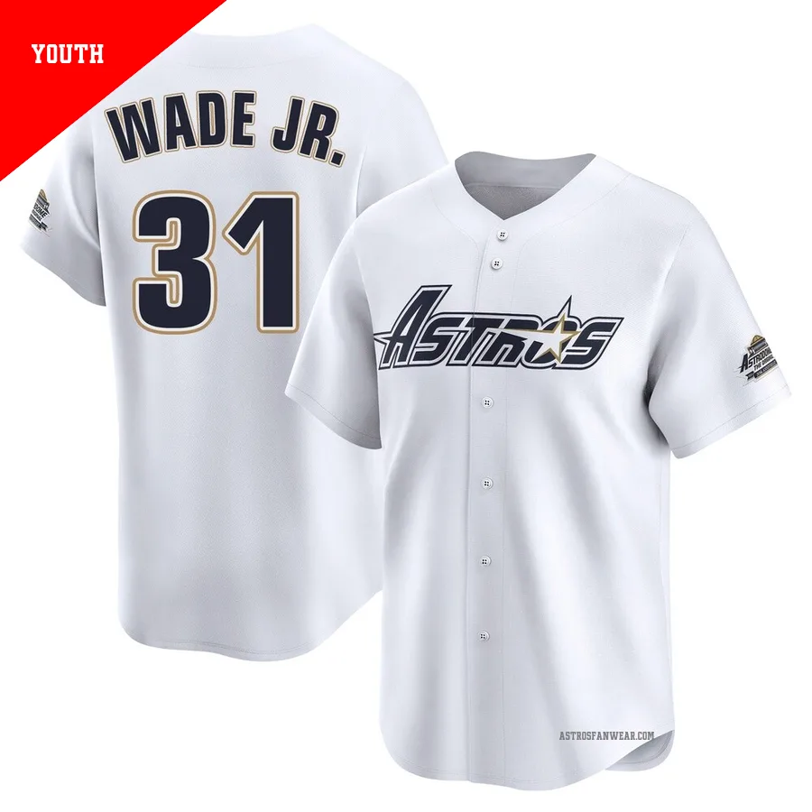 Houston Astros ＃31 LaMonte Wade Jr. Youth White Limited Throwback Cooperstown Collection Jersey