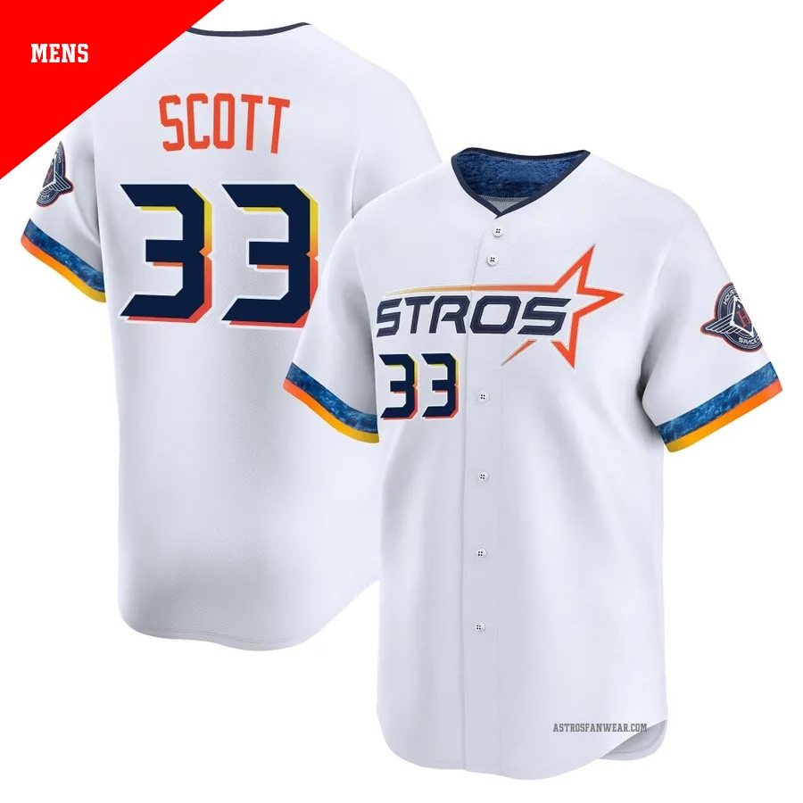 Houston Astros ＃33 Mike Scott Men's White Limited 2025 City Connect Jersey