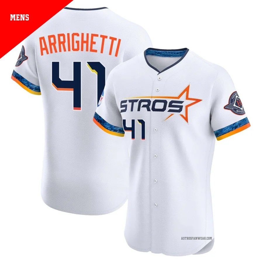 Houston Astros ＃41 Spencer Arrighetti Men's White Elite 2025 City Connect Jersey