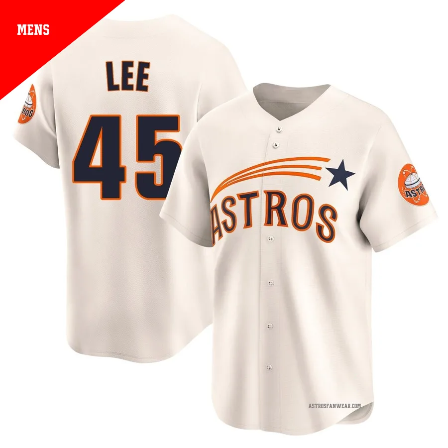 Houston Astros ＃45 Carlos Lee Men's Cream Limited Throwback Cooperstown Collection Jersey