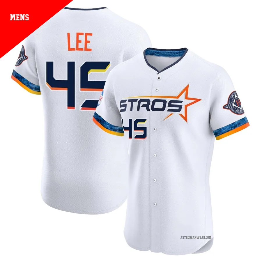 Houston Astros ＃45 Carlos Lee Men's White Elite 2025 City Connect Jersey