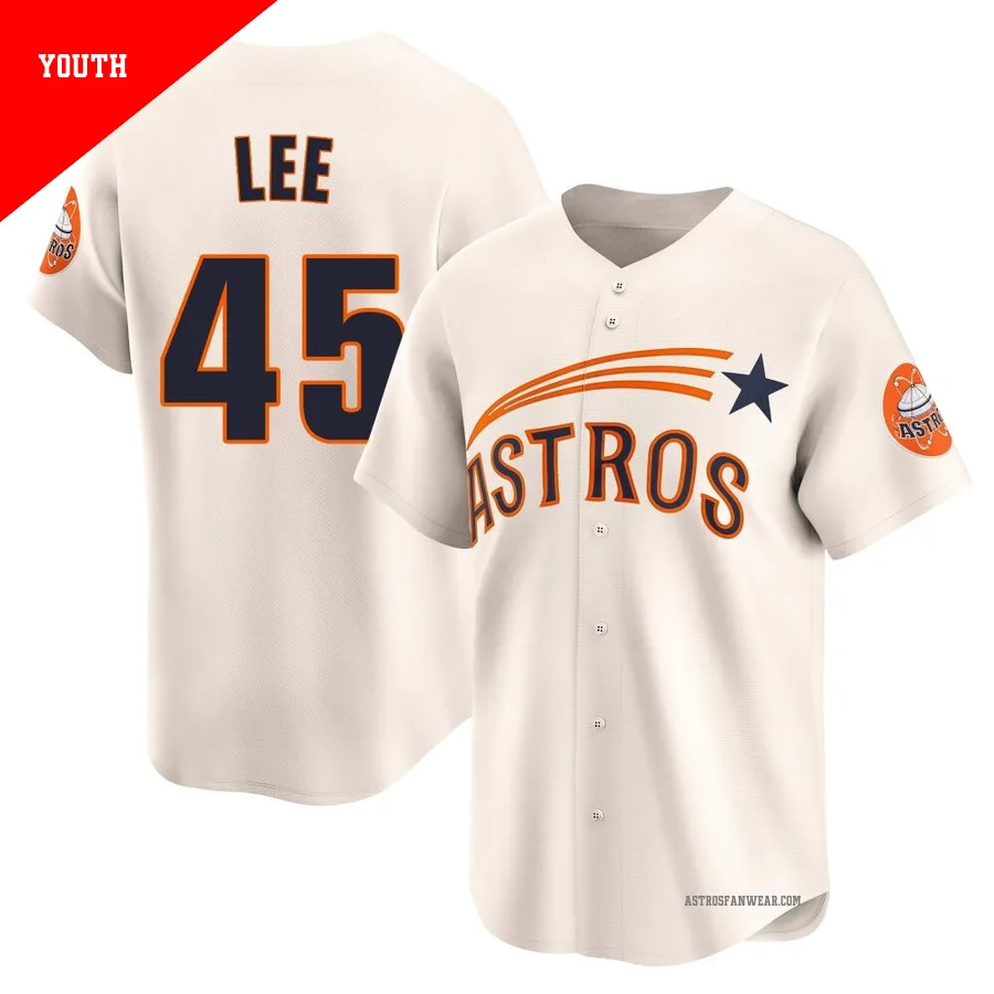 Houston Astros ＃45 Carlos Lee Youth Cream Limited Throwback Cooperstown Collection Jersey