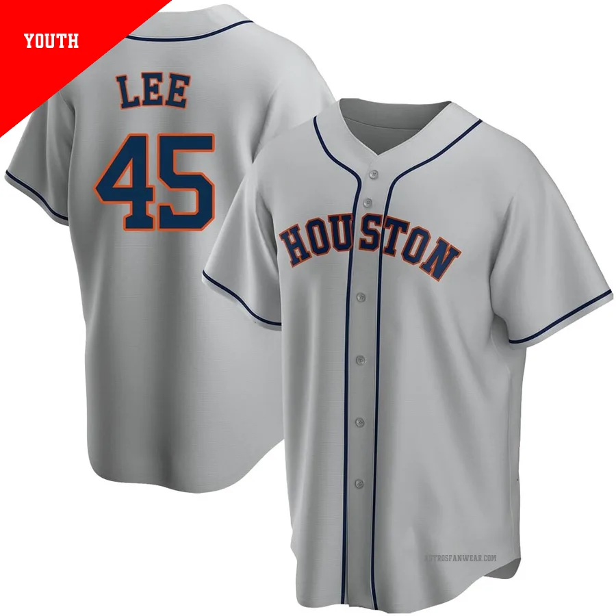 Houston Astros ＃45 Carlos Lee Youth Gray Replica Road Jersey