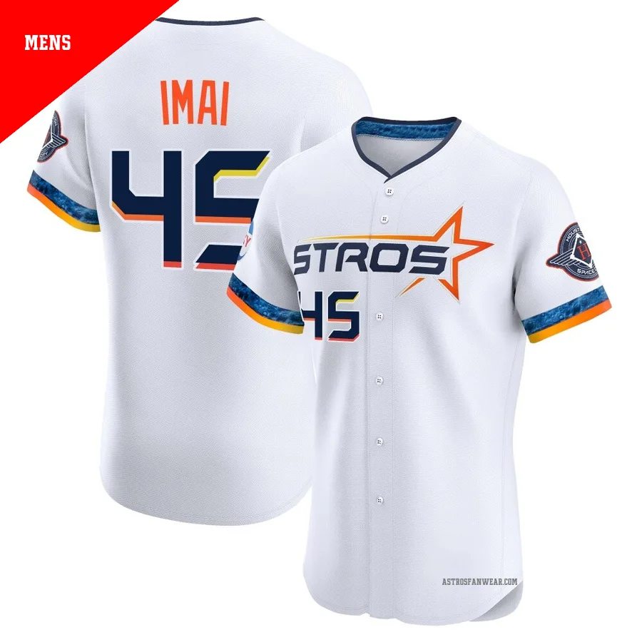 Houston Astros ＃45 Tatsuya Imai Men's White Elite 2025 City Connect Jersey