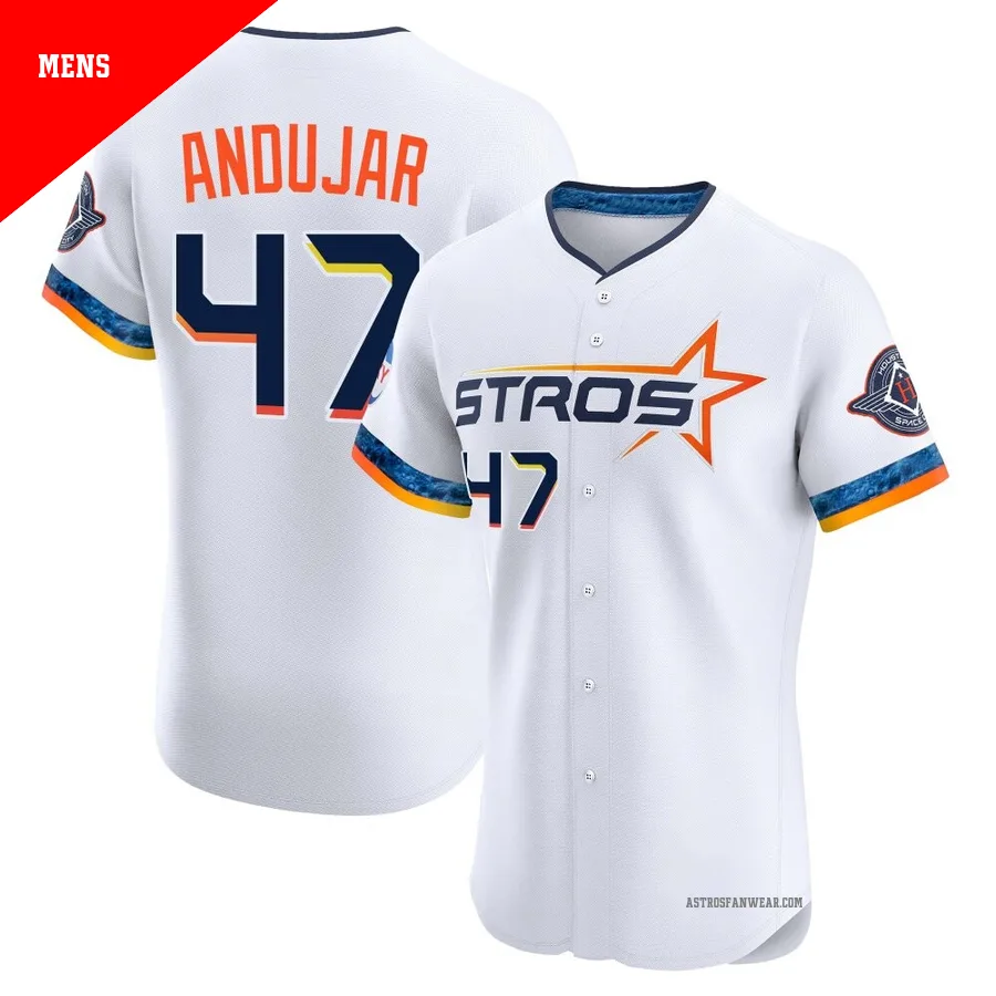 Houston Astros ＃47 Joaquin Andujar Men's White Elite 2025 City Connect Jersey