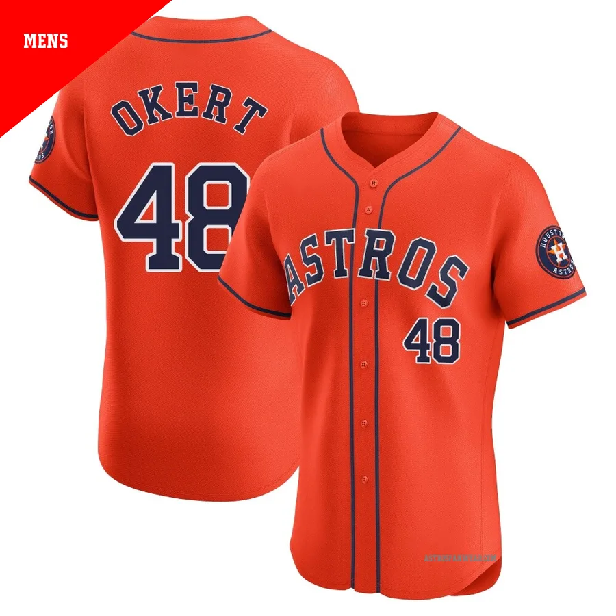 Houston Astros ＃48 Steven Okert Men's Orange Elite Alternate Vapor Premier Jersey