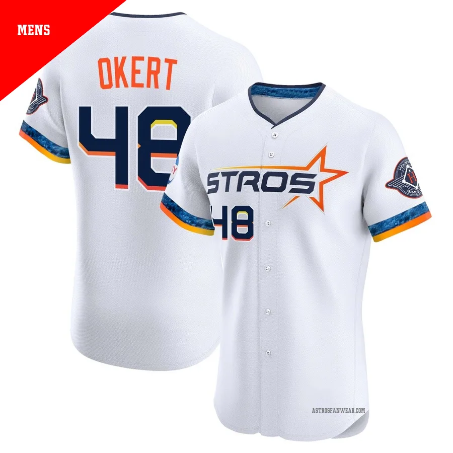Houston Astros ＃48 Steven Okert Men's White Elite 2025 City Connect Jersey