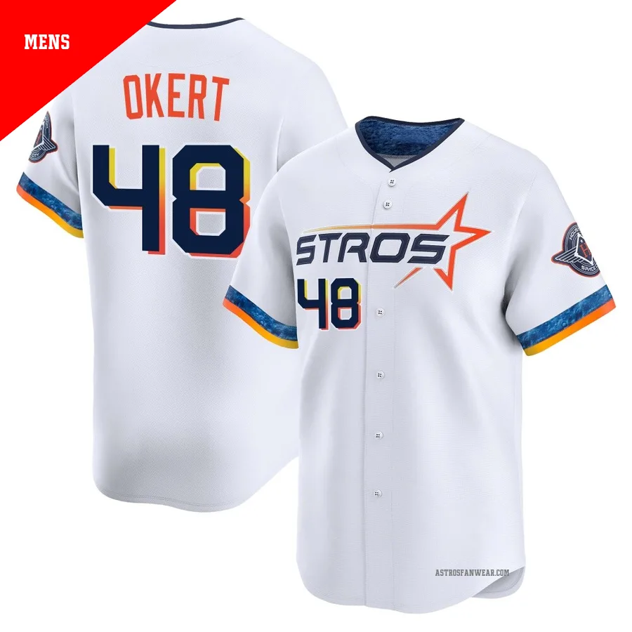Houston Astros ＃48 Steven Okert Men's White Limited 2025 City Connect Jersey