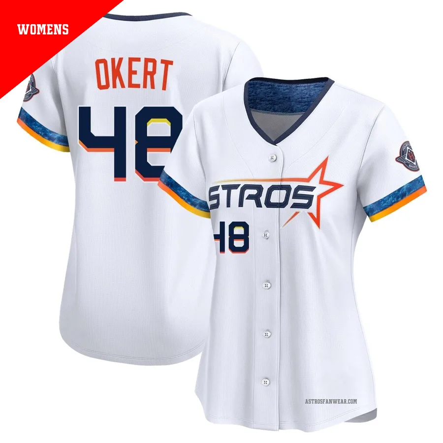 Houston Astros ＃48 Steven Okert Women's White Limited 2025 City Connect Jersey