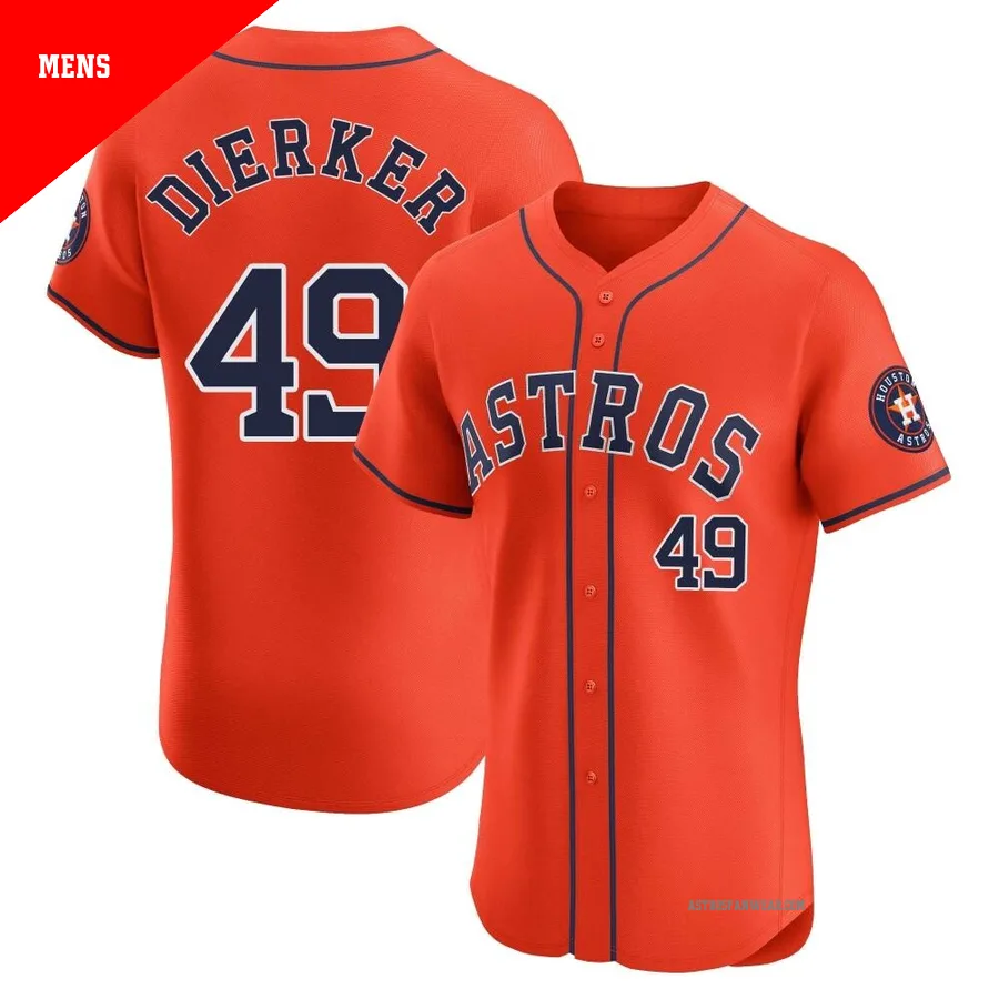 Houston Astros ＃49 Larry Dierker Men's Orange Elite Alternate Vapor Premier Jersey