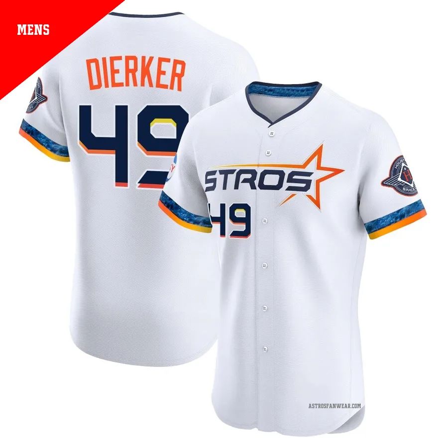 Houston Astros ＃49 Larry Dierker Men's White Elite 2025 City Connect Jersey