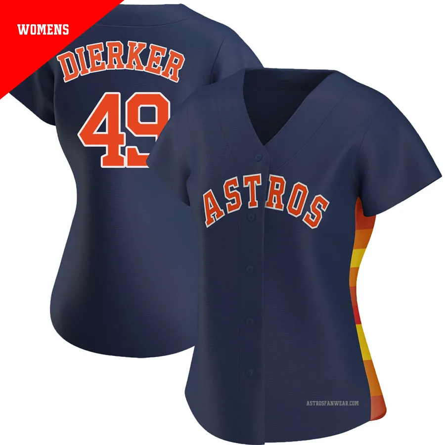 Houston Astros ＃49 Larry Dierker Women's Navy Authentic Alternate Jersey