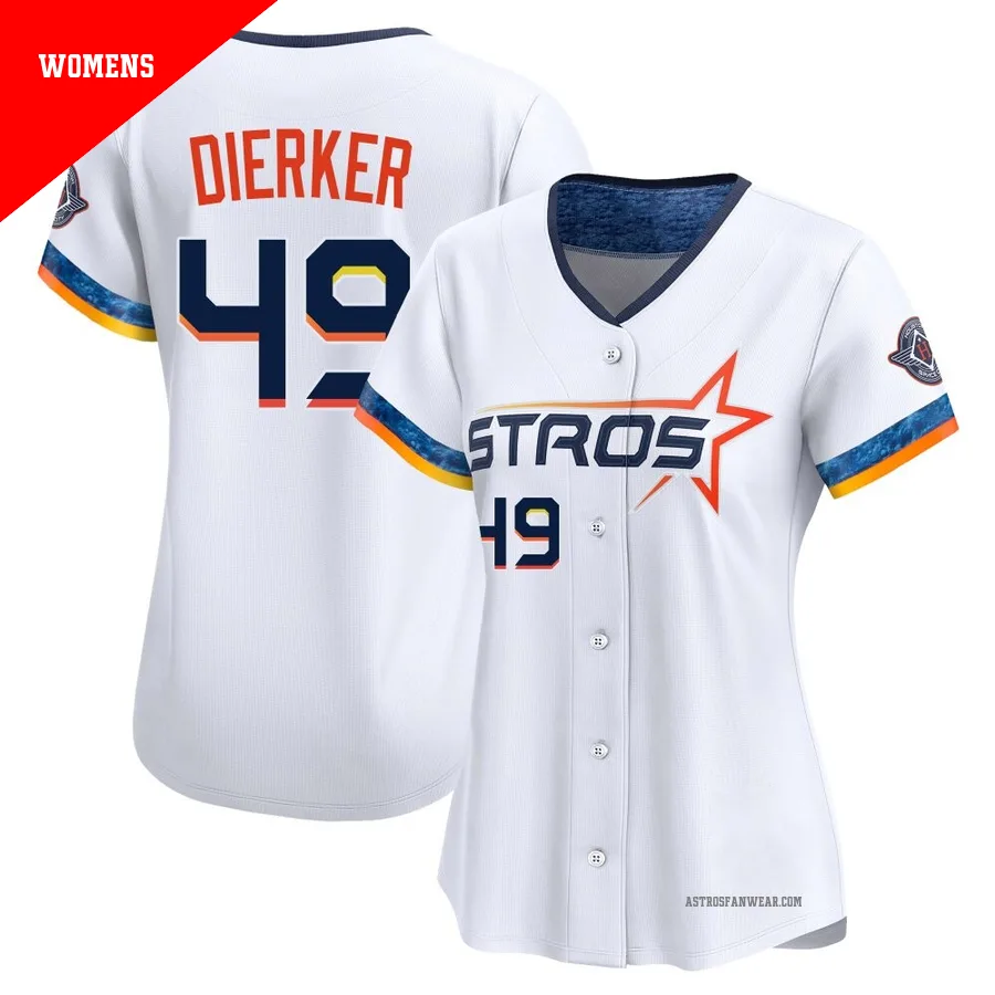 Houston Astros ＃49 Larry Dierker Women's White Limited 2025 City Connect Jersey