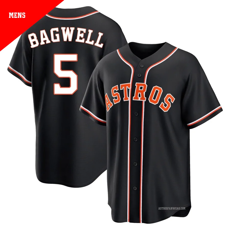 Houston Astros ＃5 Jeff Bagwell Men's Black Replica Fashion Out Jersey