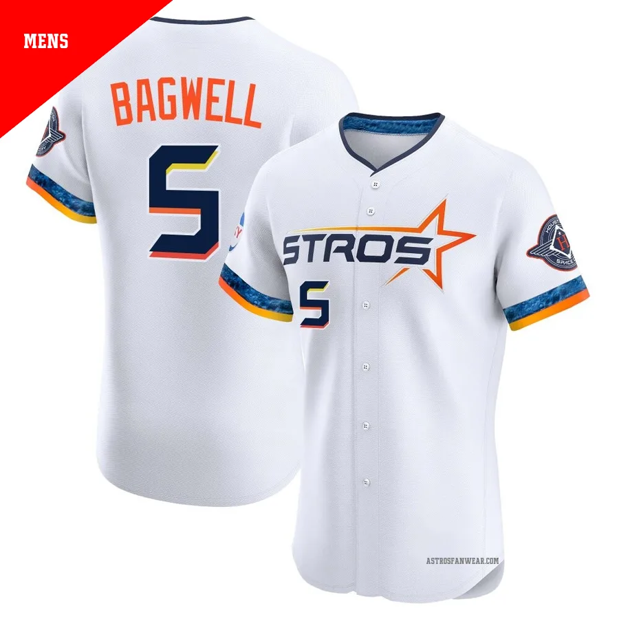 Houston Astros ＃5 Jeff Bagwell Men's White Elite 2025 City Connect Jersey