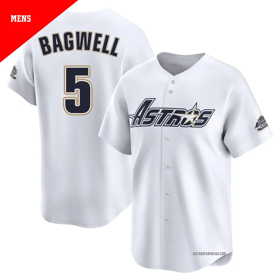 Houston Astros ＃5 Jeff Bagwell Men's White Limited Throwback Cooperstown Collection Jersey