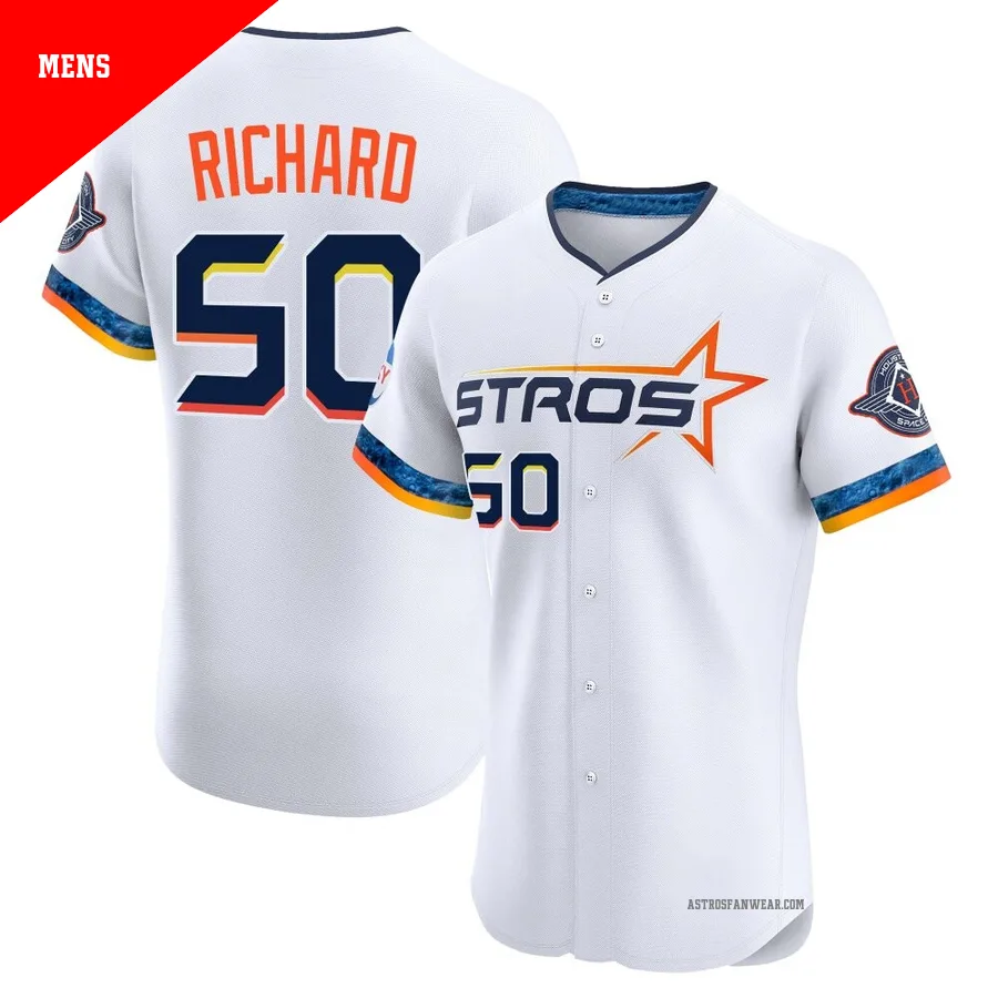Houston Astros ＃50 J.R. Richard Men's White Elite 2025 City Connect Jersey