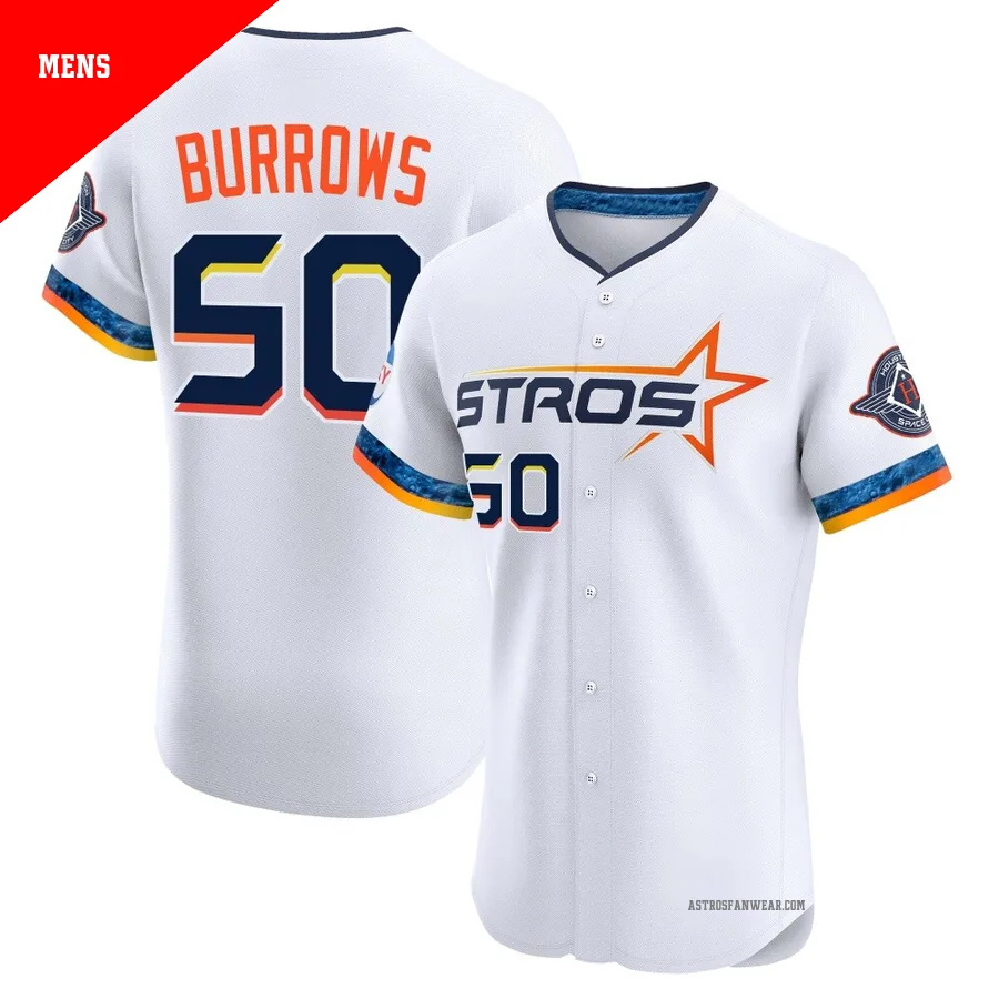 Houston Astros ＃50 Mike Burrows Men's White Elite 2025 City Connect Jersey