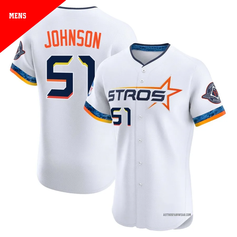 Houston Astros ＃51 Randy Johnson Men's White Elite 2025 City Connect Jersey