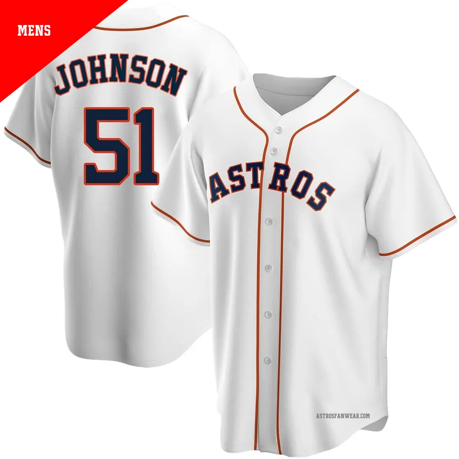 Houston Astros ＃51 Randy Johnson Men's White Replica Home Jersey