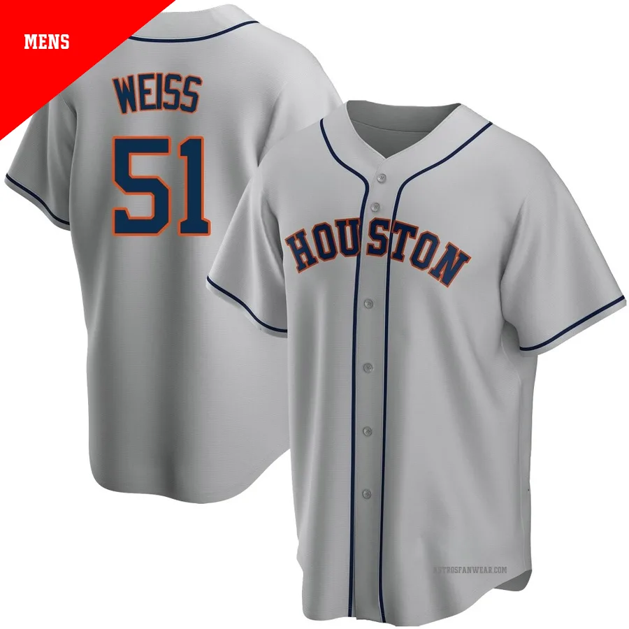 Houston Astros ＃51 Ryan Weiss Men's Gray Replica Road Jersey
