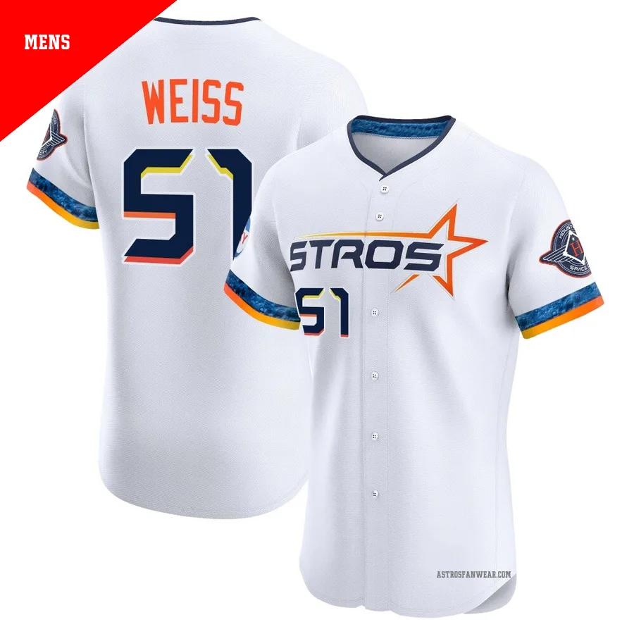 Houston Astros ＃51 Ryan Weiss Men's White Elite 2025 City Connect Jersey