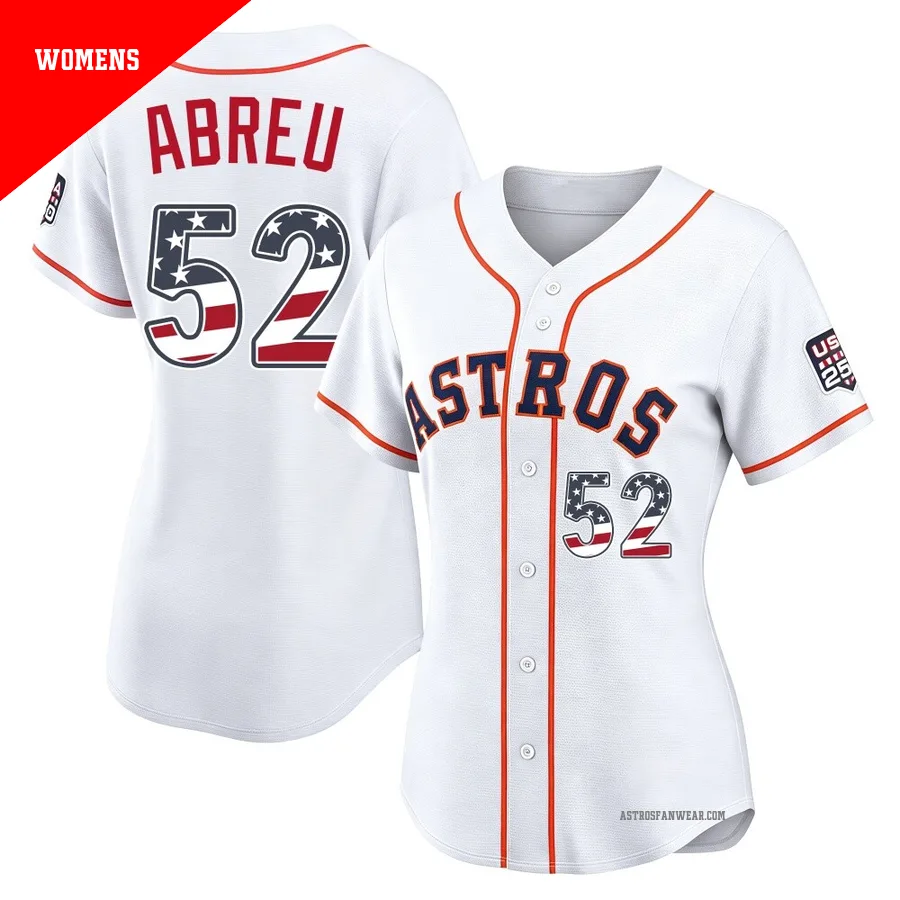 Houston Astros ＃52 Bryan Abreu Women's White Limited USA 250 Fourth Of July Home Stadium Jersey