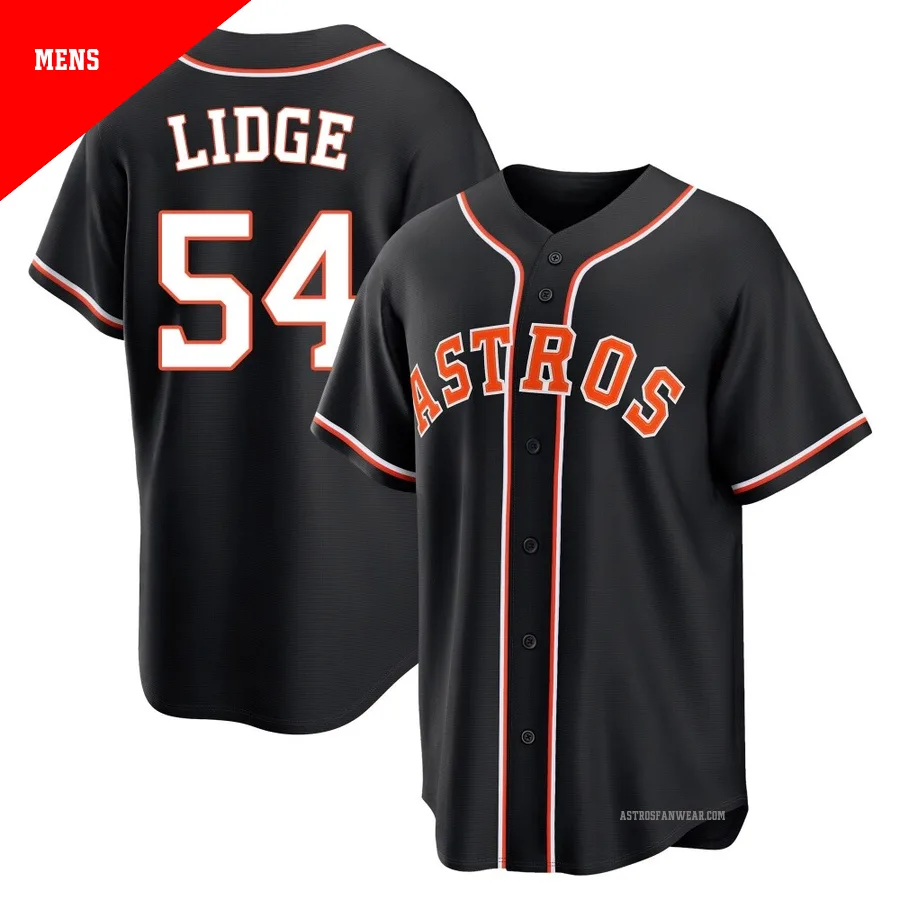 Houston Astros ＃54 Brad Lidge Men's Black Replica Fashion Out Jersey