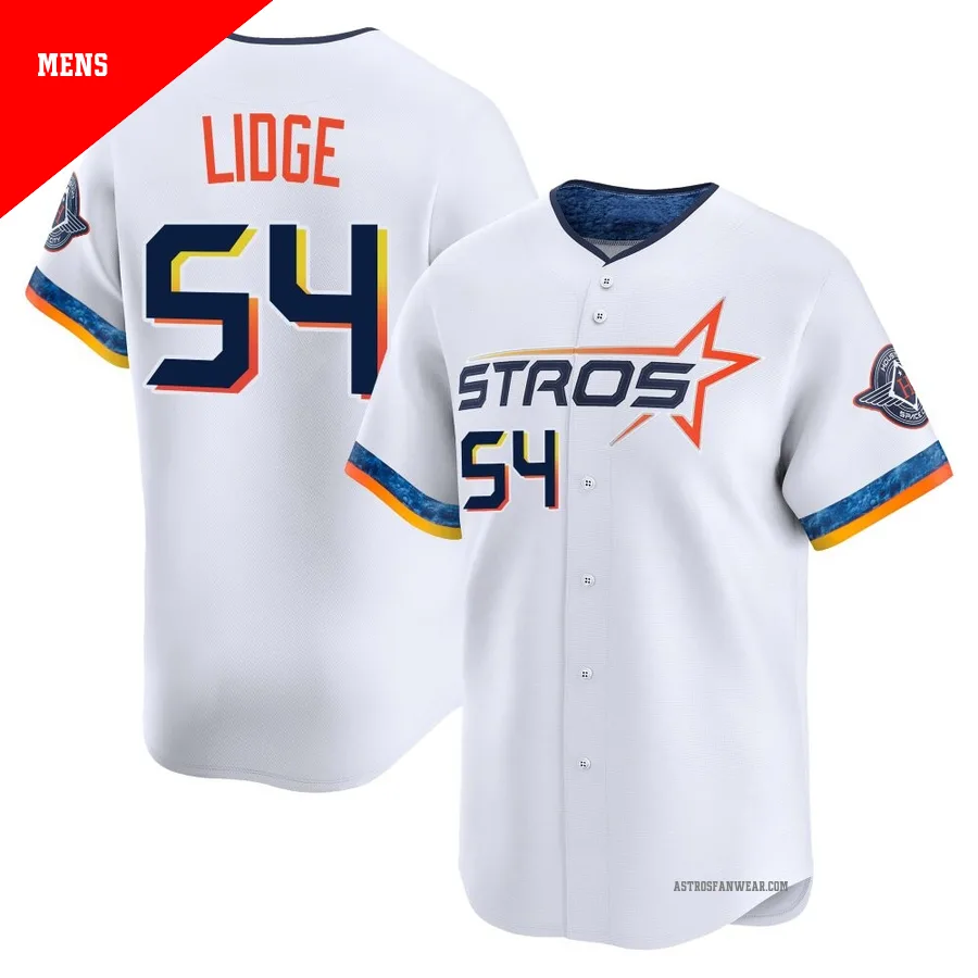 Houston Astros ＃54 Brad Lidge Men's White Limited 2025 City Connect Jersey