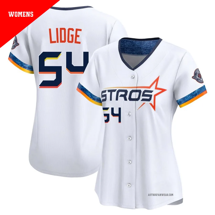 Houston Astros ＃54 Brad Lidge Women's White Limited 2025 City Connect Jersey