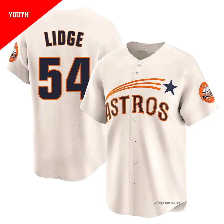 Houston Astros ＃54 Brad Lidge Youth Cream Limited Throwback Cooperstown Collection Jersey