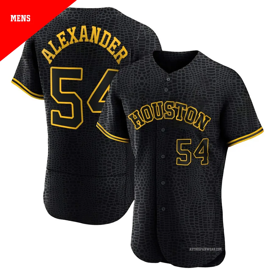 Houston Astros ＃54 Jason Alexander Men's Black Authentic Snake Skin City Jersey