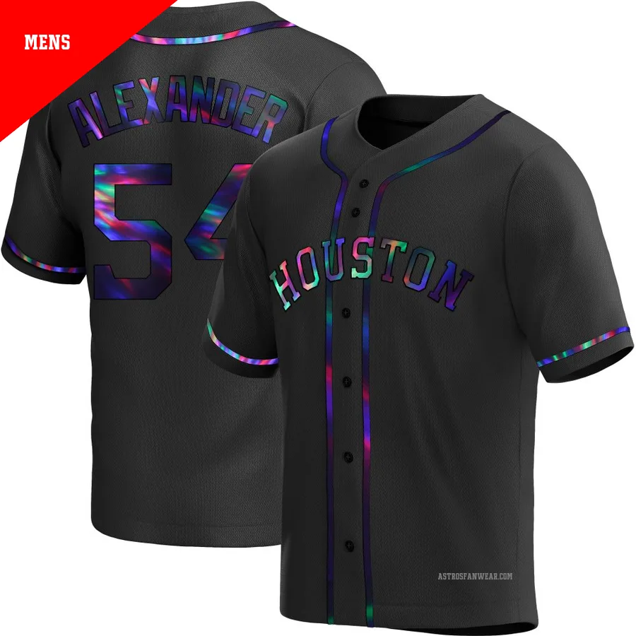 Houston Astros ＃54 Jason Alexander Men's Black Replica Holographic Alternate Jersey