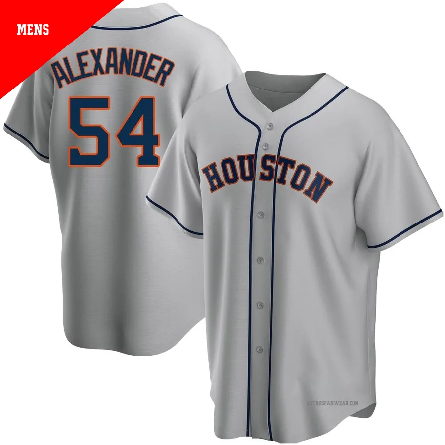 Houston Astros ＃54 Jason Alexander Men's Gray Replica Road Jersey