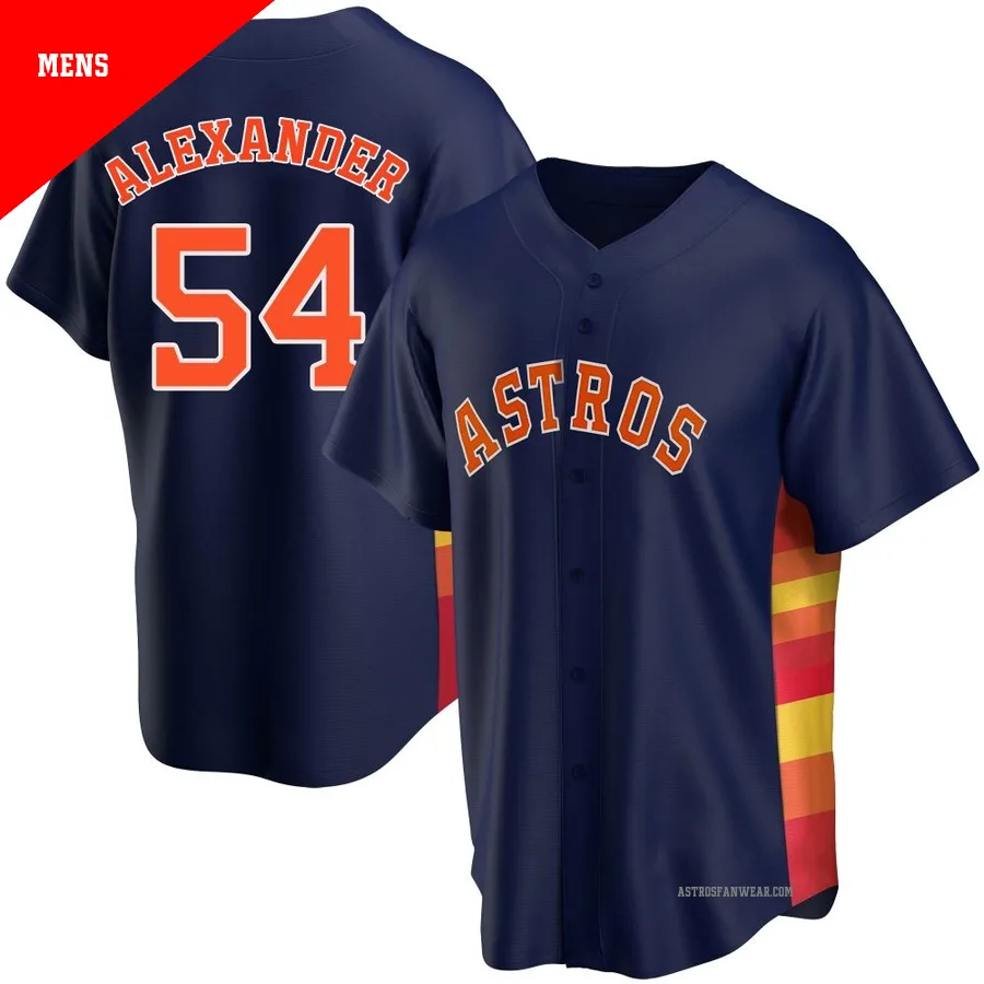 Houston Astros ＃54 Jason Alexander Men's Navy Replica Alternate Jersey