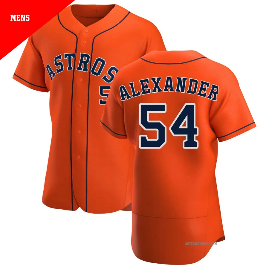 Houston Astros ＃54 Jason Alexander Men's Orange Authentic Alternate Jersey