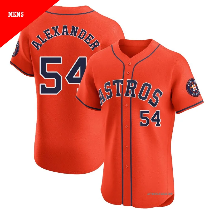 Houston Astros ＃54 Jason Alexander Men's Orange Elite Alternate Vapor Premier Jersey