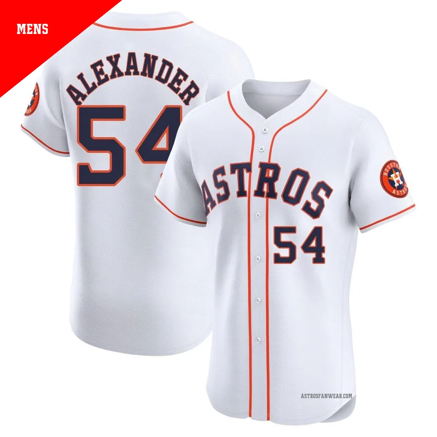 Houston Astros ＃54 Jason Alexander Men's White Elite Home Jersey