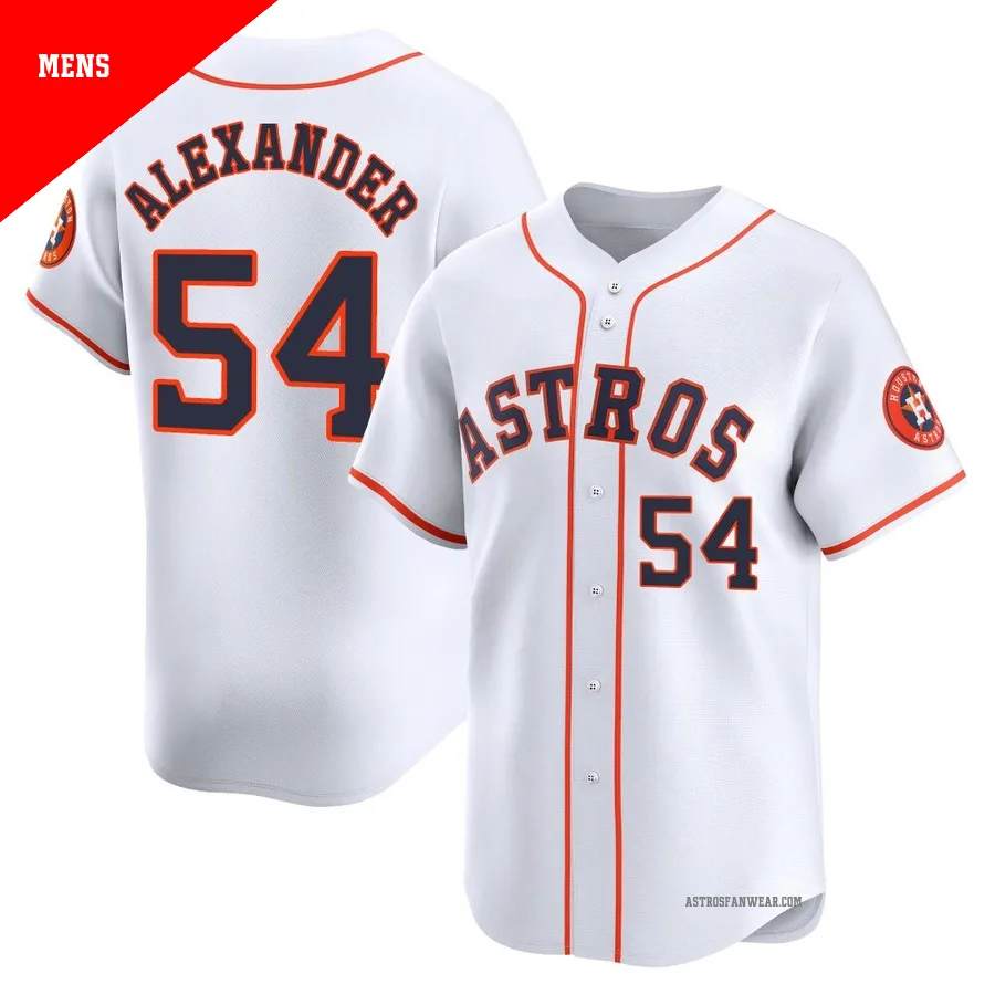 Houston Astros ＃54 Jason Alexander Men's White Limited Home Jersey