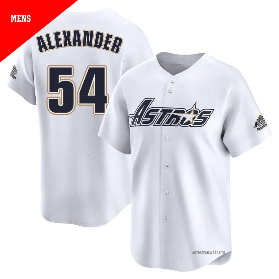 Houston Astros ＃54 Jason Alexander Men's White Limited Throwback Cooperstown Collection Jersey