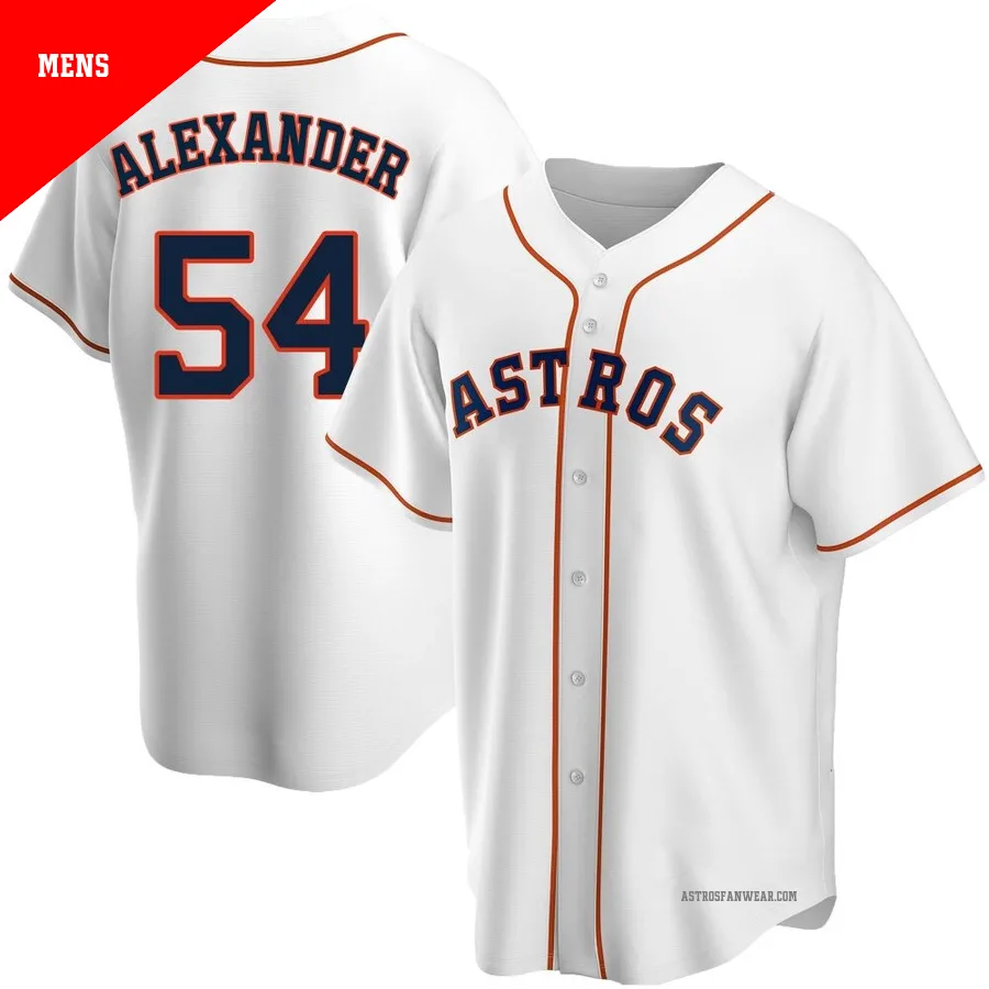 Houston Astros ＃54 Jason Alexander Men's White Replica Home Jersey